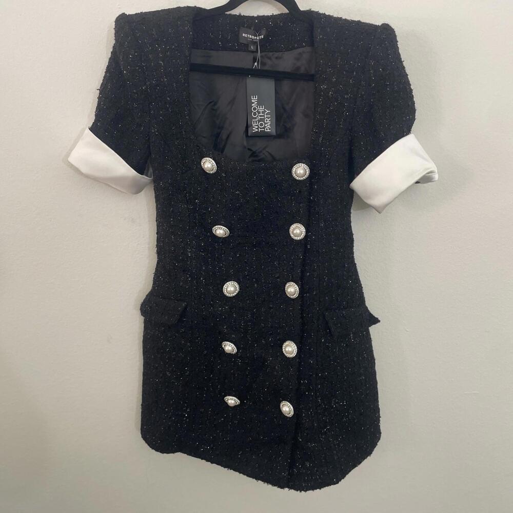 Retrofete Noreen Dress black tweed tweed size L NWT $478msrp - Picture 4 of 10